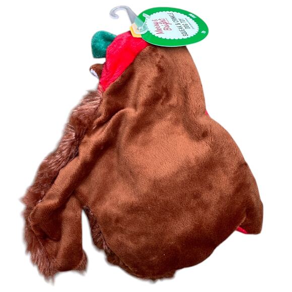 Merry & Bright Flattie Squirrel Squeak Crinkle Dog Toy Plush Festive Christmas - Picture 3 of 4